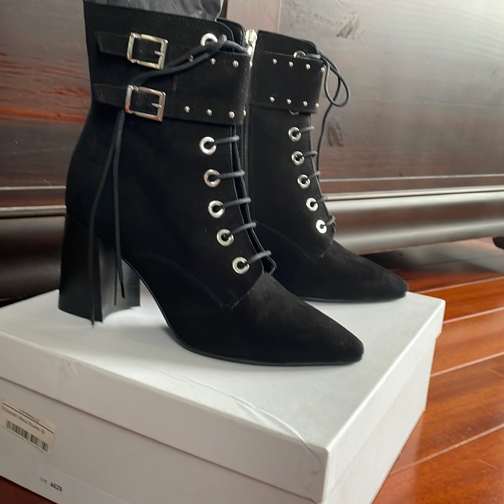 L’Intervalle ankle boots. New in box. Black suede size 38.